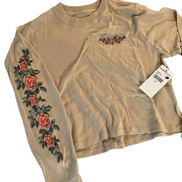 O'Neill Other - ONeill Surf girls Beige Rose floral Graphic Long Sleeve Crop Top M 10-12